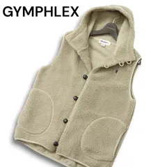 GYMPHLEX ジムフレックス 秋冬 ロゴ刺繍★ 裏起毛 フーディー ボア ベスト Sz.L メンズ