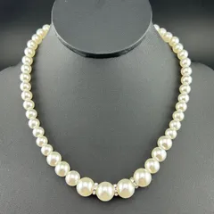 【新品】アクセサリー ネックレス フェイク パール チェーン シルバー×ホワイト シンプル◆Z5