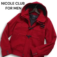 NICOLE CLUB FOR MEN ニコルクラブ フォーメン 中綿 キルティング★ フード着脱可 ウール ダッフル コート Sz.48 メンズ 赤