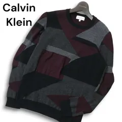 高級★ Calvin Klein カルバンクライン 秋冬 ウール★ ジオメトリック セーター ニット Sz.M メンズ