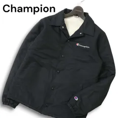 Champion チャンピオン 秋冬 ロゴ刺繍★ 袖中綿 裏ボア コーチ ジャケット ブルゾン Sz.S メンズ 黒