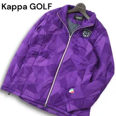 Kappa GOLF カッパ ゴルフ 秋冬 ロゴ刺繍★ 総柄 中綿 ダブルジップ ブルゾン ジャケット Sz.LL メンズ 紫 大きいサイズ