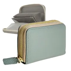 [ジゼル] ミニ財布 お札が折れない 二つ折り 大容量 じゃばら カードケース ボックス型 小銭入れ 牛革 小さい財布 レディース メンズ (【スルッとver.】スモークブルー×グレージュ) 1