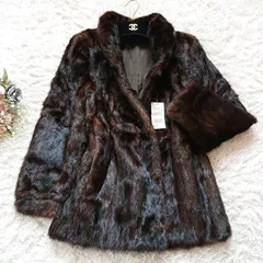 新品タグ付き　ミンク　毛皮コート　ファーコート　リアルファー　ジャケット　ダークミンク　9号　M　高級　フォーマル　エレガント　パーティー　ディナー　観劇　オケージョン