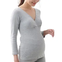 【新品】 [犬印本舗] オーガニックコットン 綿100% 8分袖 インナー グレー L TS3776