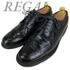 【B4196】 REGAL リーガル ドレスシューズ 2589 ウイングチップ メダリオン レザー ブラック メンズ シューレース フォーマル