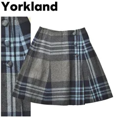 ヨークランド Yorkland ひざ丈 チェック柄 ウール スカート 7 ♪