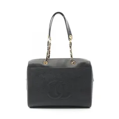 シャネル CHANEL ショルダーバッグ デカココマーク ブラック レザー ココマーク チェーンボストンバッグ レディース Used A