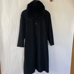 【美品】カシミヤ　100%  ブルーフォックス　ファー　レディース　ロングコート　11AR ブラック