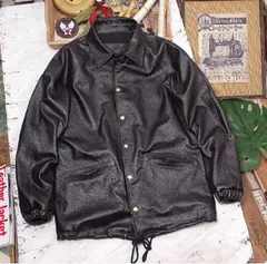 カウハイド 70's コーチジャケット ブラック サイズ選択可 ウインドブレーカー ブルゾン スポーツ レジャー バイカー レザー牛革