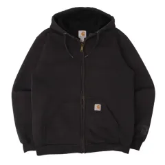 カーハート ブラック レインディフェンダー サーマル フードジップアップ