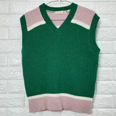 ユニクロ マルニ レディース ベスト ニット グリーンピンク Lサイズ