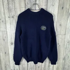 OLD CHEMISE LACOSTE 90s ラコステ ネイビー デカワニ ワッペン ミドルゲージ ニット セーター メンズ 3 サイズ