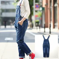 シンプル◎着回し◎【Camel Road】キャメルロード デニム オーバーオール サロペット ボトムス つなぎ アメカジ カジュアル DIY 作業 屋外 アウトドア コットン 綿 ネイビー レディース サイズ L /M39280ja