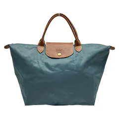 LONGCHAMP(ロンシャン) ハンドバッグ ル・プリアージュオリジナル ブルーグリーン×ダークブラウン 折りたたみ レザー