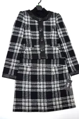 【新品未使用タグ付】RyuRyu セレモニースーツ2点セット｢ニット ワンピース＋ノーカラージャケット」９号◆格子柄 チェック柄