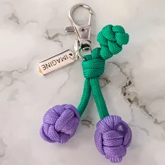 パラコード キーホルダー さくらんぼ ジッパーダブ チャーム ストラップ ハンドメイド ギフト ライトパープル