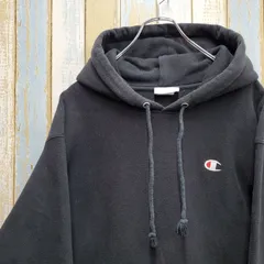 HB87☆チャンピオン☆スウェットパーカー☆リバースウィーブ☆刺繍ロゴ☆黒☆L