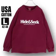 ハイドアンドシーク Hide & Seek★ロンT/長袖Tシャツ★USAコットン/日本製★ロゴプリント/バーガンディ★メンズL/42-44   #2512D033のサムネイル
