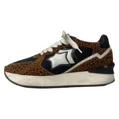 アトランティックスターズ スニーカー 38 レディース美品  - ダークブラウン×ダークネイビー×マルチ 豹柄/スター(星)/インソール取外し可