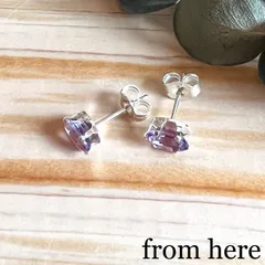 《天然石》ファセットカット〔オーバル〕ピアス 【アメジスト/SV925】