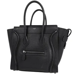 セリーヌ CELINE ラゲージ マイクロショッパー トートバッグ ハンドバッグ レザー ブラック レディース 【中古】