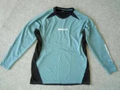 DESCENTE デサント バレーボールウェア 長袖シャツ Tシャツ フライングレシーブを想定 グラフィックプリント BLBK 美品 ブルーグレー_N5