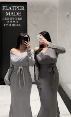 (新品) Flatper GFRIEND ラップワンピース (シルバーグレー ブラック)