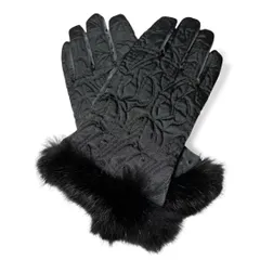 極美品 ANTEPRIMA 手袋 黒 ラビット ファー キルティング グローブのサムネイル