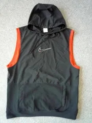 ナイキ NIKE フリース プルオーバー DRI-FIT フーディ マイクロマーク 速乾通気性 ノースリーブ トレーニングパーカーXLウインドベスト黒N2