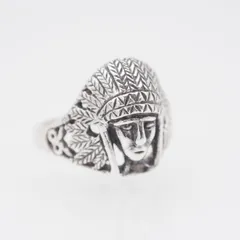 J688 ヴィンテージ 925刻印 リング インディアン 民族 デザイン シルバー 指輪 15号