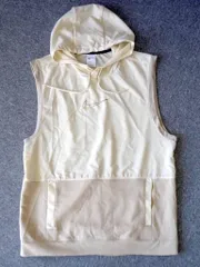ナイキ NIKE フリース プルオーバー L/S フーディ 6/1 P ノースリーブ トレーニングパーカー XL ウインドベスト ベージュ DM6663 美品_N1