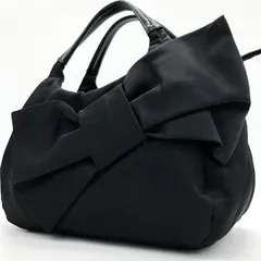 【美品】ケイトスペード ナイロン エナメル リボン ハンドバッグ 黒 ブラック