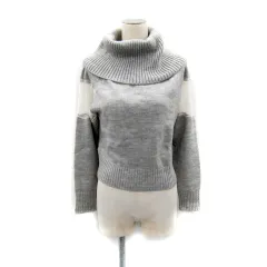 スナイデル SNIDEL ニット セーター 長袖 オフタートルネック 無地 切替 レース F グレー /SY24