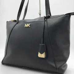 【美品】マイケルコース トートバッグ MKロゴ 金具 黒 ブラック レザー