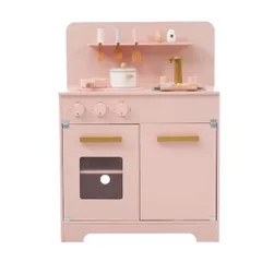 【新品】おままごと キッチンセット 木製 調理器具付き 台所 おもちゃ 収納付き 知育玩具 誕生日プレゼント 子供用 ミニキッチン キッズギフト (ピンク)