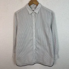 Paul Smith ポールスミス 長袖シャツ 総柄 ストライプ ホワイト ブラック メンズ 古着 モード クラシック