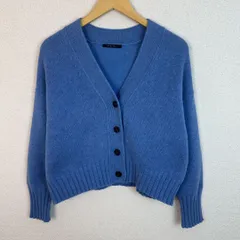 MACPHEE マカフィー ニット カーディガン 無地 ブルー Sサイズ レディース 古着 シンプル レトロ