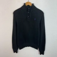 POLO RALPH LAUREN ポロラルフローレン ニット ハーフジップ ロゴ刺繍 ブラック Sサイズ メンズ 古着 アメカジ ストリート