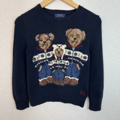 POLO RALPH LAUREN ポロラルフローレン ニット セーター ポロベア ネイビー Sサイズ 子供服 古着 アメカジ ストリート