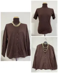 特価新)N5875 ニットカーディガンセット ニットタートルネックVネックカーディガン