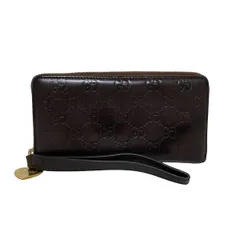 GUCCI(グッチ) 長財布 シマライン 245914 ダークブラウン ラウンドファスナー レザー