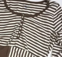 Brandy Melville ストライプ 半袖T ブラウン、レッドもあり