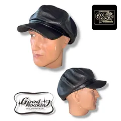 ブラックレザー キャスケット GOOD ROCKIN' ロカビリーファッション