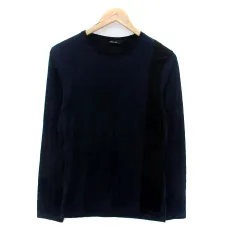 コムサメン COMME CA MEN Tシャツ カットソー ラウンドネック 長袖 無地 M 紺 ネイビー 黒 ブラック /HO5のサムネイル
