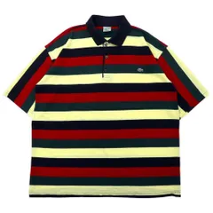 LACOSTE フランス製 80年代 ボーダー ポロシャツ XXL マルチカラー コットン ビッグサイズ
