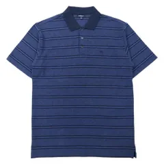 BURBERRY ボーダー ポロシャツ M ネイビー コットン ワンポイントロゴ刺繍