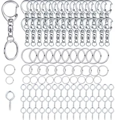 新品 130点セット キーホルダー 金具 パーツ 回転カン付き ネジヒートン キーリング アクセサリーパーツ キーホルダー リング ワンタッチキーホルダー金具 キーホルダー パーツ 可愛い レジン パーツ 丸カン 付き DIY 手芸用品