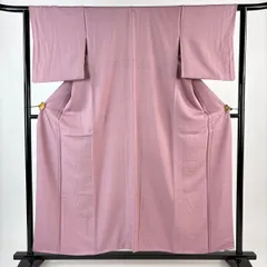 色無地 身丈157cm 裄丈62cm S 袷 地紋 薄紫 正絹 優品 一つ紋 【中古】