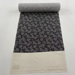 反物 名品 小紋 菊唐草 灰色 正絹 【中古】